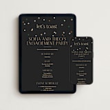 "let's toast" - Online Engagement Party Invitations in Midnight by Ellen Schlegelmilch - Mobile + desktop layout