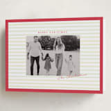"Framed in Stripes" - Holiday Cards in Holly by Poised Avenue - Folded Card