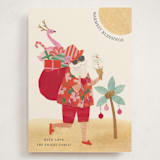 "Beach Santa" - Holiday Cards in Hibiscus by Sarah Knight - Front