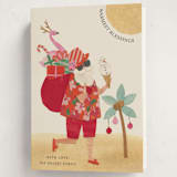 "Beach Santa" - Holiday Cards in Hibiscus by Sarah Knight - Folded Card
