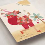 "Beach Santa" - Holiday Cards in Hibiscus by Sarah Knight - Detail