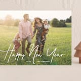 "New Year Script" - Holiday Cards in Snow by GeekInk Design - Front