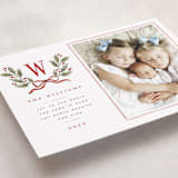 "Holly Monogram" - Holiday Cards in Holly Berry by Wildfield Paper Co - Detail
