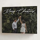 "Merry Monoline" - Holiday Cards in Snowfall by Melanie Kosuge - Folded Card