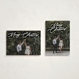 "Merry Monoline" - Holiday Cards in Snowfall by Melanie Kosuge - Photo Orientation Options