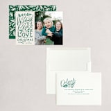"Peace and Love Lettered" - Holiday Cards in Evergreen by Alethea and Ruth - Assembled