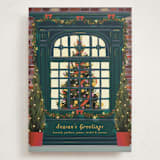 "Christmas Window" - Holiday Cards in Dark Turquoise by Becky Nimoy - Front