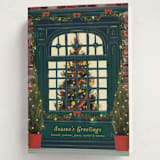 "Christmas Window" - Holiday Cards in Dark Turquoise by Becky Nimoy - Folded Card