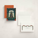 "Christmas Window" - Holiday Cards in Dark Turquoise by Becky Nimoy - Assembled