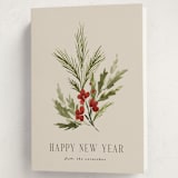"Simple Sprig" - Holiday Cards in Toasted Almond by Kate Ahn - Folded Card