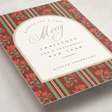 "Poinsettia Stripe Wallpaper" - Holiday Cards in Cranberry by Susan Zinader - Detail