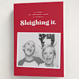 "Sleighing It" - Holiday Cards in Santa by Corinne Malesic - Folded Card