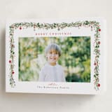 "Pine Garland" - Holiday Cards in Holly Berry by Susan Moyal - Folded Card