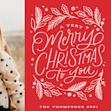 "Very Merry Christmas To You" - Holiday Cards in Cranberry by Kristen Smith - Detail