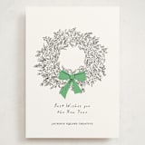 "Wreath With Bow" - Holiday Cards in Greenery by mo kelley - Front