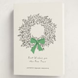 "Wreath With Bow" - Holiday Cards in Greenery by mo kelley - Folded Card