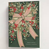 "Ribbon Bouquet" - Holiday Cards in Forest by Jackie Crawford - Folded Card