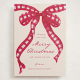 "Tartan Bow" - Holiday Cards in Cranberry by ForeverPrint - Front