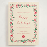 "Decked in Gratitude" - Holiday Cards in Ivory by Sarah Rosenthal - Front