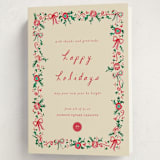 "Decked in Gratitude" - Holiday Cards in Ivory by Sarah Rosenthal - Folded Card