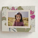 "Holiday Lily" - Holiday Cards in Magenta by Lise Gulassa - Folded Card