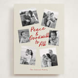 "Peace and Goodwill" - Holiday Cards in Berry by Louise Kay - Front