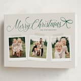 "Scripted Red Bow" - Holiday Cards in Evergreen by Hooray Creative - Folded Card
