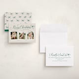 "Scripted Red Bow" - Holiday Cards in Evergreen by Hooray Creative - Assembled