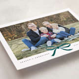 "Crimson Bow" - Holiday Cards in Blue Velvet by Olivia Kanaley Inman - Detail