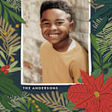 "Poinsettia and Pen" - Holiday Cards in Pine Needle by Annie Montgomery - Detail