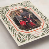 "Botanical Scallop Frame" - Holiday Cards in Wintergreen by Kristen Magee - Detail