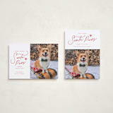 "Here Comes Santa Paws" - Holiday Cards in Cherry by Everett Paper Goods - Photo Orientation Options