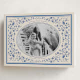 "Peaceful Blooms in Blue" - Holiday Cards in Porcelain by Sabrin Deirani - Folded Card