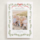"Holly Garland and Bow" - Holiday Cards in Candy Cane by Paula Pecevich - Front