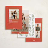 "Holly Garland and Bow" - Holiday Cards in Candy Cane by Paula Pecevich - Back of Card Options