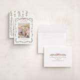 "Holly Garland and Bow" - Holiday Cards in Candy Cane by Paula Pecevich - Assembled