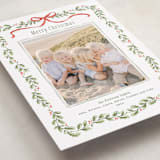 "Holly Garland and Bow" - Holiday Cards in Candy Cane by Paula Pecevich - Detail