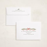 "Holly Garland and Bow" - Holiday Cards in Candy Cane by Paula Pecevich - FREE Recipient Addressing