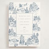 "Christmas Toile" - Holiday Cards in Periwinkle by Jennifer Lew - Front
