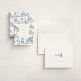 "Christmas Toile" - Holiday Cards in Periwinkle by Jennifer Lew - Assembled