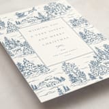 "Christmas Toile" - Holiday Cards in Periwinkle by Jennifer Lew - Detail
