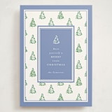 "Little Trees" - Holiday Cards in Provincial Blue by Corinne Malesic - Front