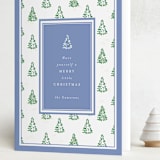 "Little Trees" - Holiday Cards in Provincial Blue by Corinne Malesic - Folded Card