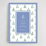 "Little Trees" - Holiday Cards in Provincial Blue by Corinne Malesic - Full Design