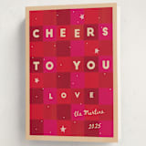 "Checkered Cheers" - Holiday Cards in Cherry by Ani Somi - Folded Card