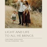 "Light and life to all" - Holiday Cards in Vanilla by Lea Delaveris - Detail