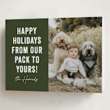 "Our Pack to Yours" - Holiday Cards in Evergreen by Brooke Chandler - Folded Card