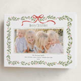 "Holly Garland and Bow" - Holiday Cards in Candy Cane by Paula Pecevich - Folded Card