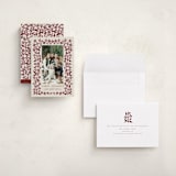 "Block Print Blossom" - Holiday Cards in Mulled Wine by Katharine Watson - Assembled