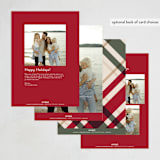"Plaid Suit Holiday" - Holiday Cards in Berry by Chris Griffith - Back of Card Options